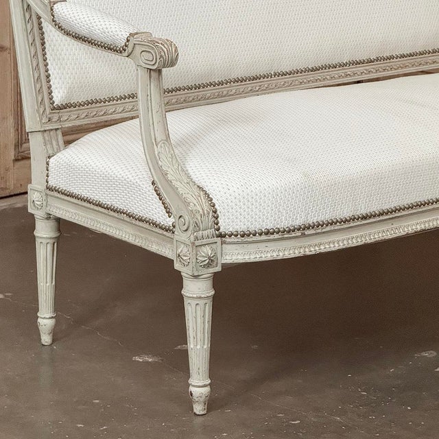 Wood 19th Century French Louis XVI Painted Canapé ~ Settee For Sale - Image 7 of 18