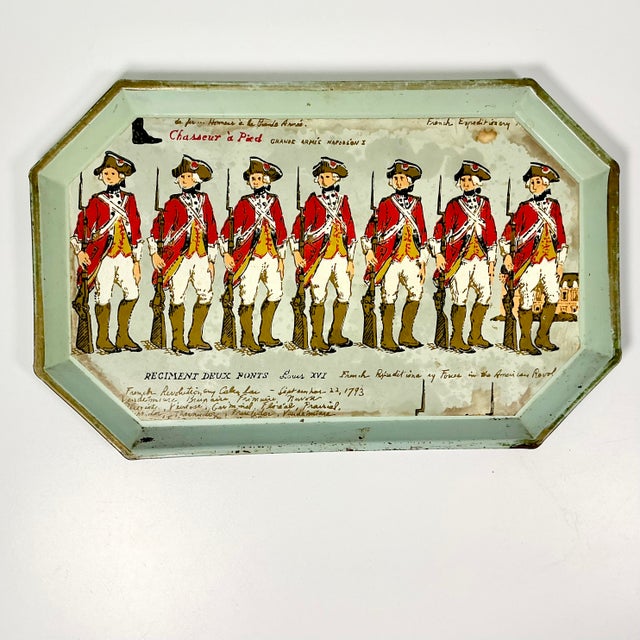 1940s Vintage French Empire Boho Chic Foot Riflemen Regiment Metal Tray. For Sale - Image 4 of 15