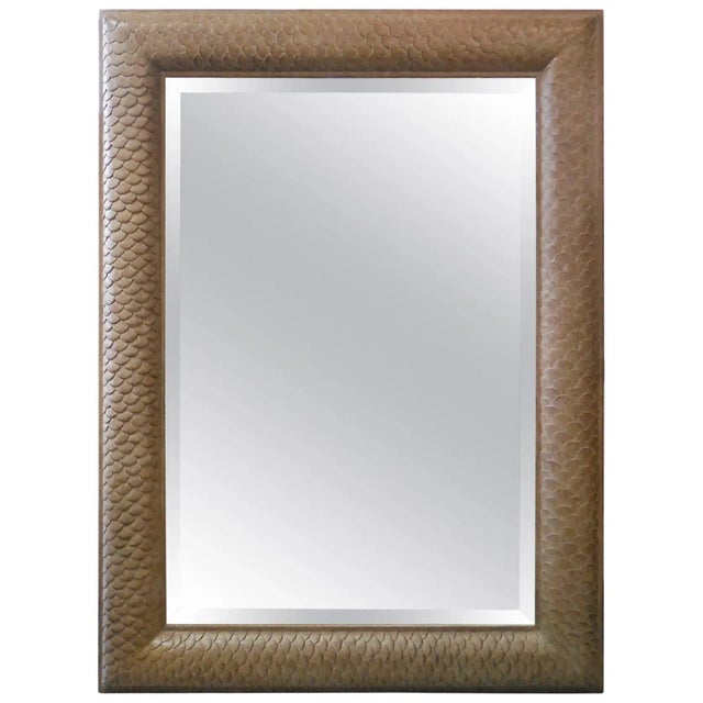 Glass 1980s Large Carved Scale Detail Mirror For Sale - Image 7 of 7