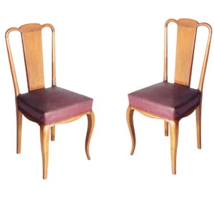 Set of Art Deco Side Chairs in Blond Walnut Wood by Osvaldo Borsani for Atelier Borsani Varedo, 1930s