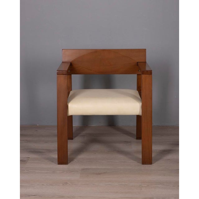 Vintage Italian Armchair in Wood and Leather, 1980s For Sale - Image 4 of 14