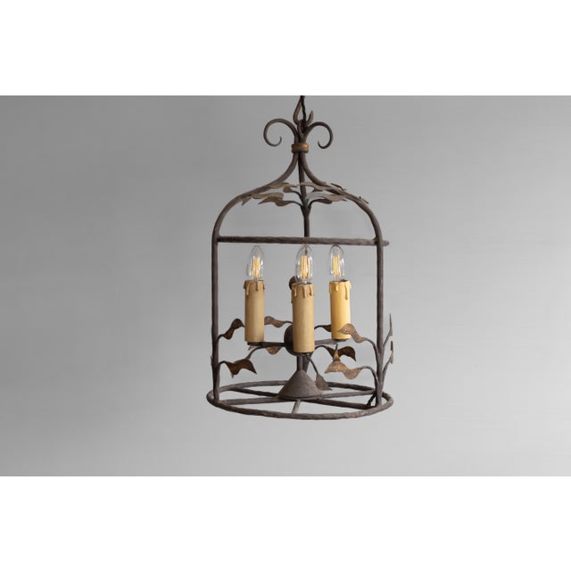 Decorative unglazed steel framed "Antique" style lantern. Re-wired and tested. Circa 1930. Up to 250V (Europe/UK...