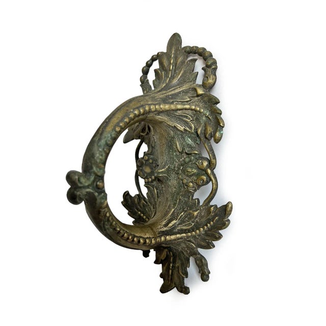 Antique Brass Art Nouveau Handle Pull For Sale - Image 4 of 6