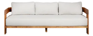 Paradiso Outdoor Solid Teak Wood Sofa - Gray Fabric