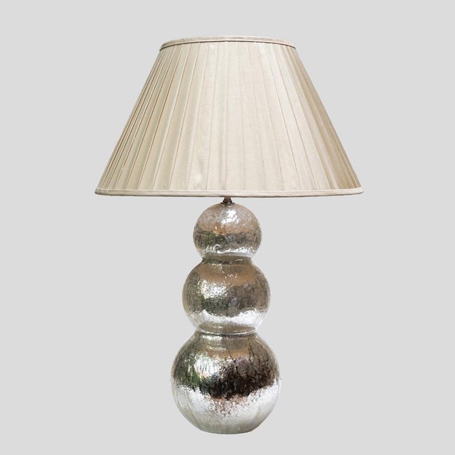 Vintage Silver Mirrored Murano Table Lamp, 1980 For Sale - Image 4 of 7
