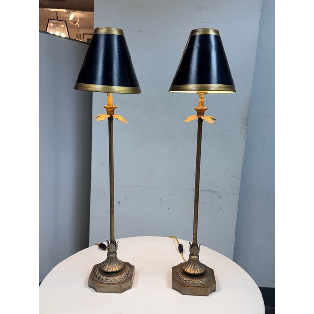 Design Plus Gallery presents a Pair of Brass Table Lamps from Lampcrafters. Lampcrafters made their products in the United...