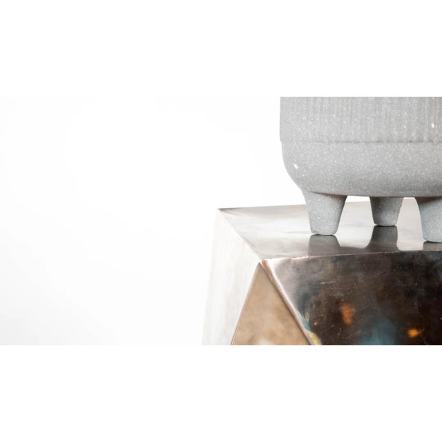 Late 20th Century Modernist Geometric 'Origami' Metal Sculptural Pedestal For Sale - Image 15 of 16