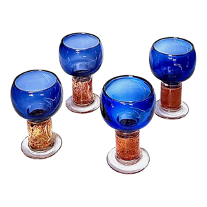 Designed 1972 Kaj Franck Modern Blue Orange Colorless Goblets - Set of 4