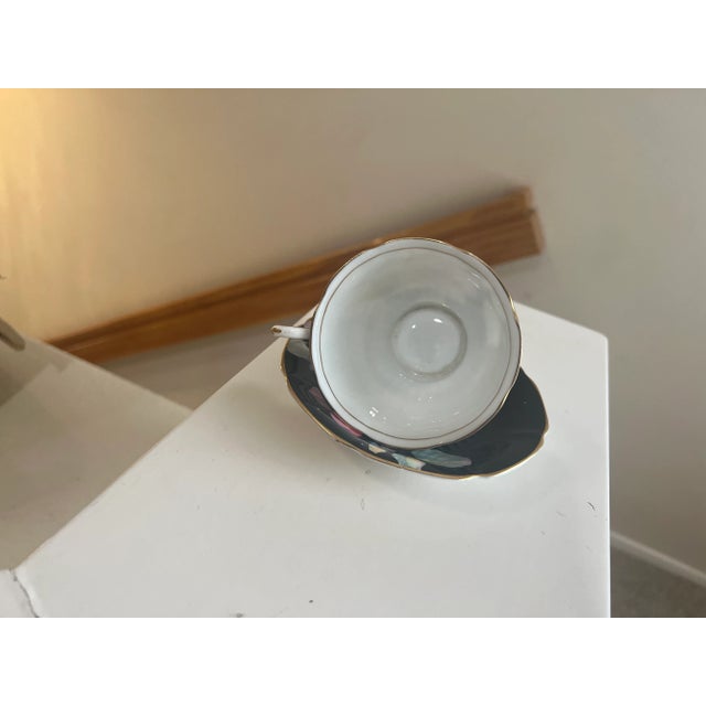 Vintage Paragon England Cabbage Roses Black Teacup & Saucer Set For Sale - Image 11 of 13