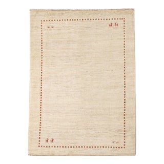 Vintage Hand-Knotted Persian Gabbeh Rug 4'10" X 6'8" For Sale