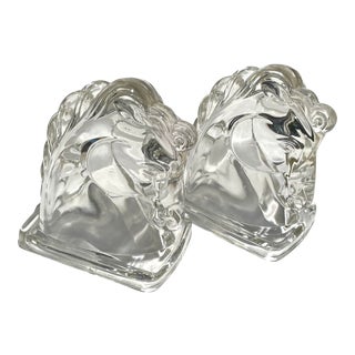 Vintage Deco Pressed Glass Horse Head Bookends - a Pair For Sale