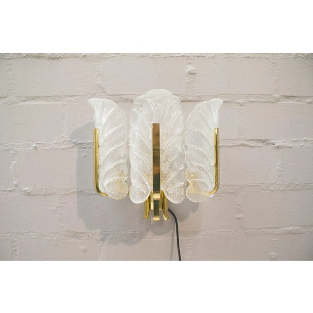 Gold Glass Leaves & Brass Wall Lamp in the Style of Carl Fagerlund for Orrefors, 1960s For Sale - Image 8 of 15