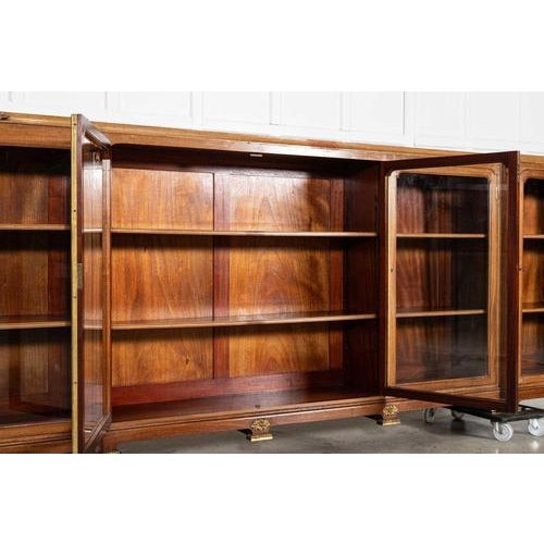 Brown French Monumental Walnut Breakfront Glazed Bookcase, 1870s For Sale - Image 8 of 17
