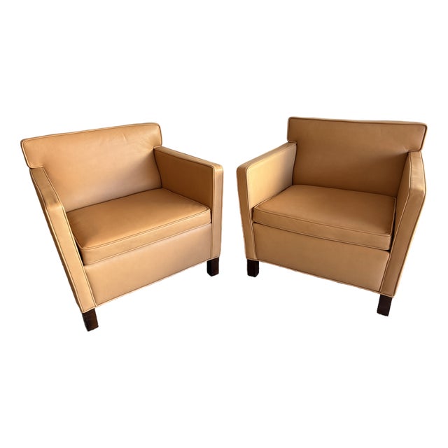 Authentic Mies Van Der Rohe for Knoll Leather Lounge Chairs – Pair (Circa 2009) For Sale