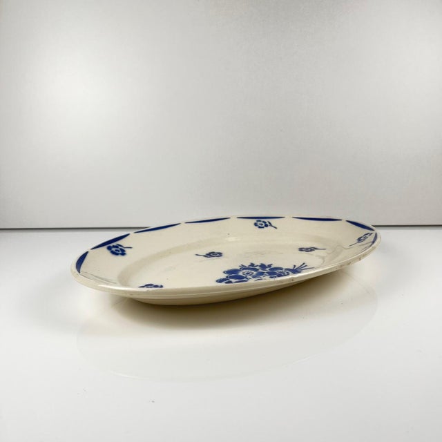 Oval Dish with Blue Floral Pattern from Badonviller, 1920s For Sale - Image 3 of 8