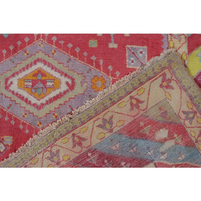 Red Antique Indian Agra Rug in an All Over Red, Blue, Yellow Medallion Pattern For Sale - Image 8 of 8