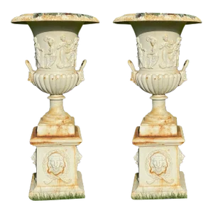 Pair of Cast Iron Urn or Planters, Property of a Lady, 1880s