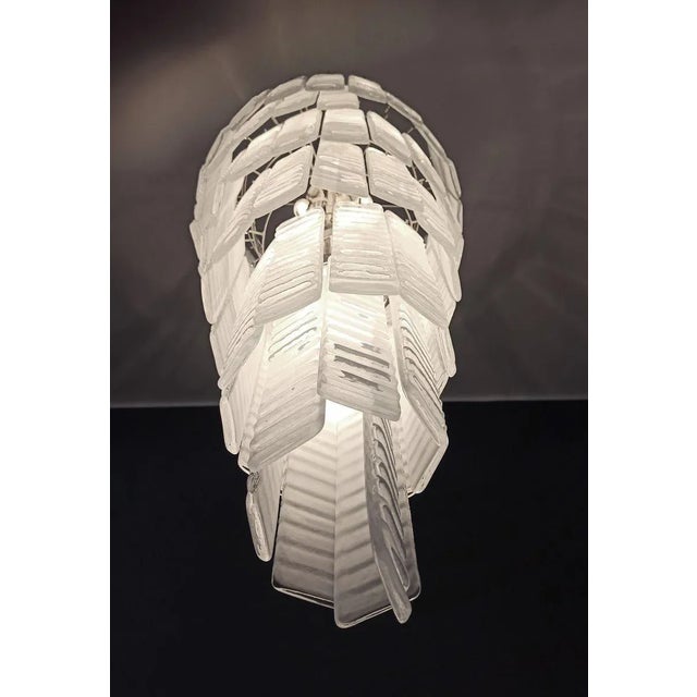 Murano Spiral Frosted Glass Chandelier, 1990s For Sale - Image 6 of 17
