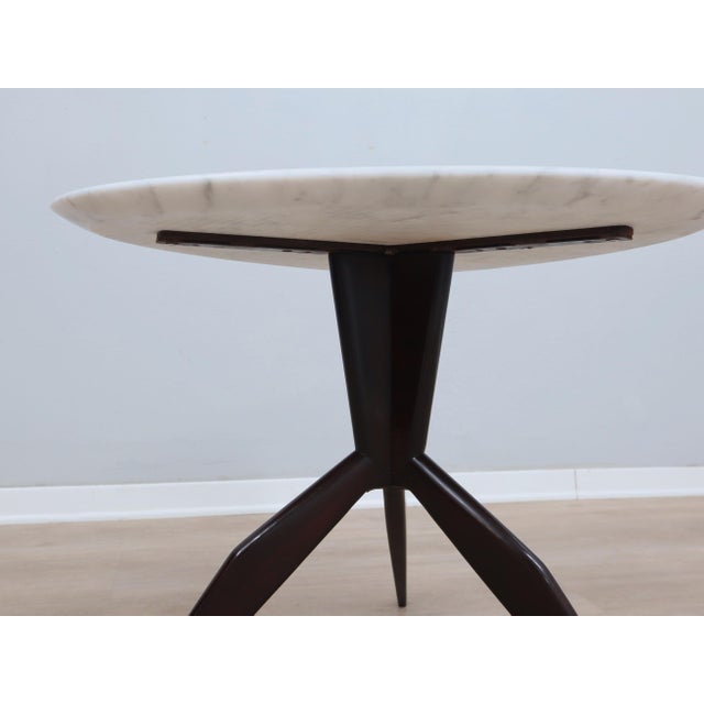 Wood Mid-Century Tripod Coffee Table with Marble Top, 1950s For Sale - Image 7 of 13
