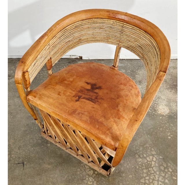 Vintage Mexican Cedar Wood and Leather Equipale Lounge Chair For Sale - Image 9 of 12