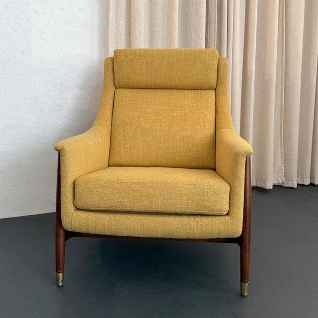 Canary Yellow 1950s Scandinavian Modern Upholstered "Scania" Armchair by Folke Ohlsson For Sale - Image 8 of 10