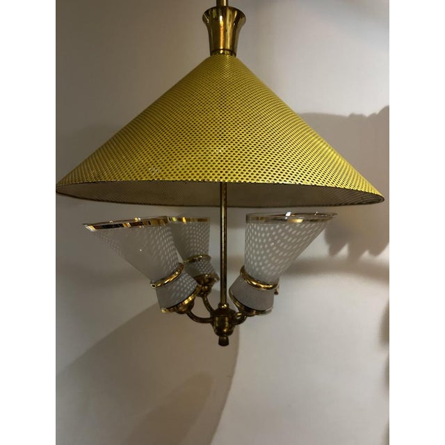 Italian Yellow and Brass Pendant, 1950s For Sale - Image 4 of 11