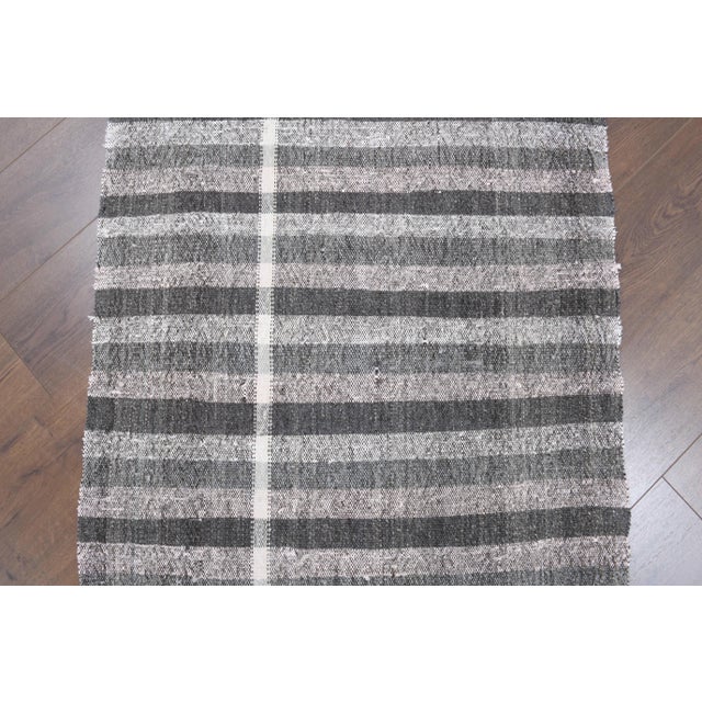 Vintage Turkish Hand-Knotted Wool Cotton Beige Kilim Runner Rug For Sale - Image 6 of 10
