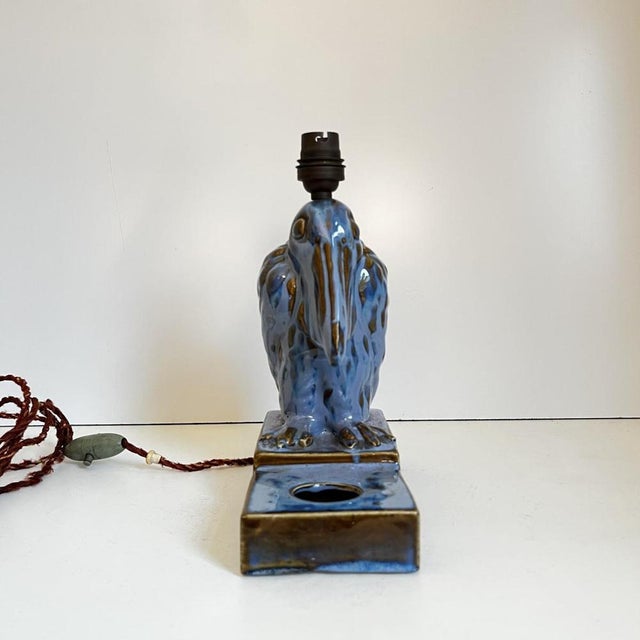 Art Deco Pelican Sculpture Lamp Base in Fine Glazed Stoneware, 1930 For Sale - Image 4 of 12