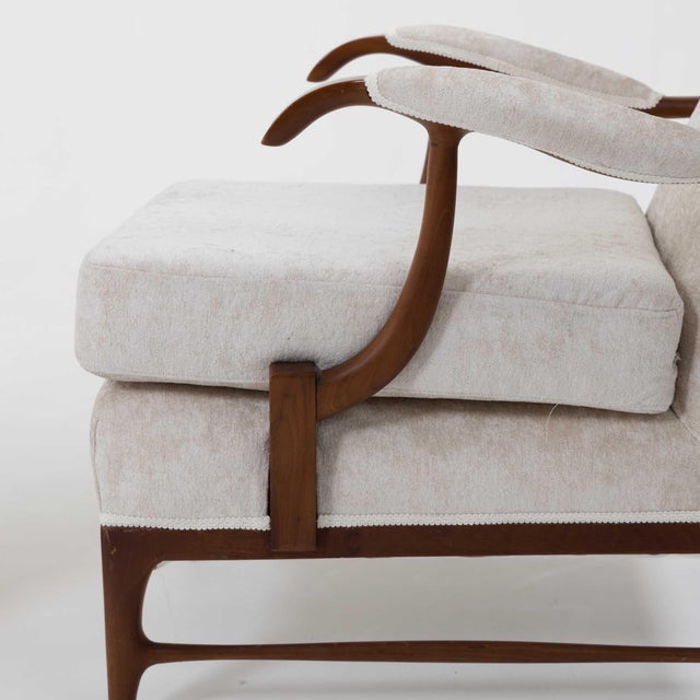 Single Modernist Armchair attr. to Paolo Buffa. Mahogany frame with newly upholstered back, seat and armrests.
