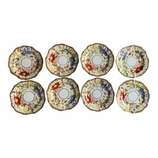 English Fine Bone China Floral Small 6" Porcelain Plates by Hammersley - Set of 8 For Sale