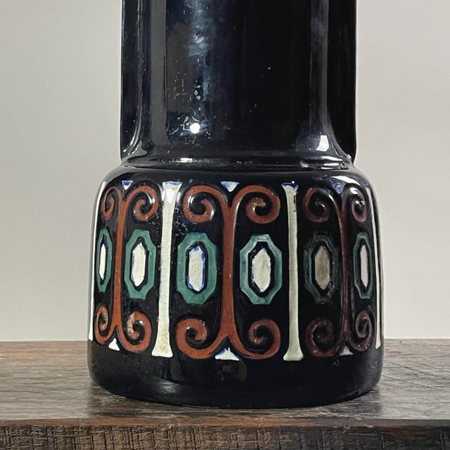 Early 20th Century Antique Austrian Art Nouveau Jugendstil “Osiris” Hand Painted Ceramic Vase, Stamped For Sale - Image 5 of 9