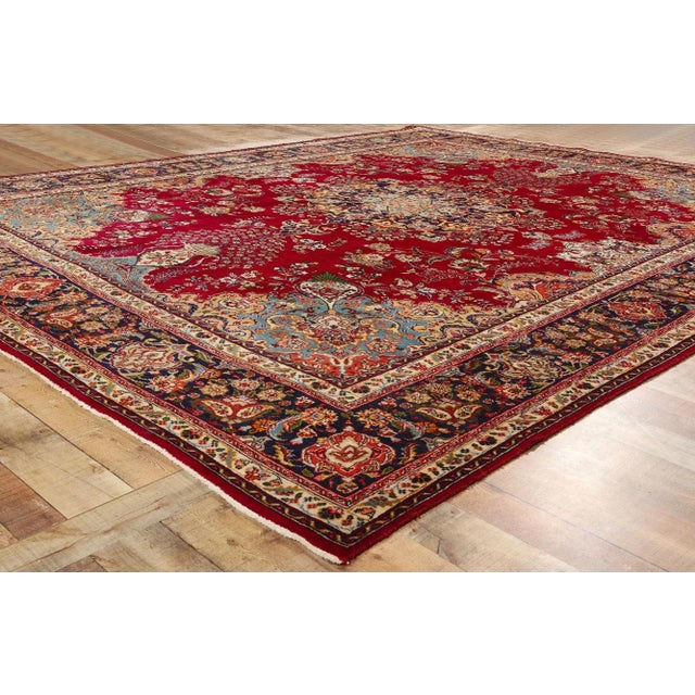 Textile Vintage Red Persian Tabriz Rug - 10'01 X 12'07 For Sale - Image 7 of 9