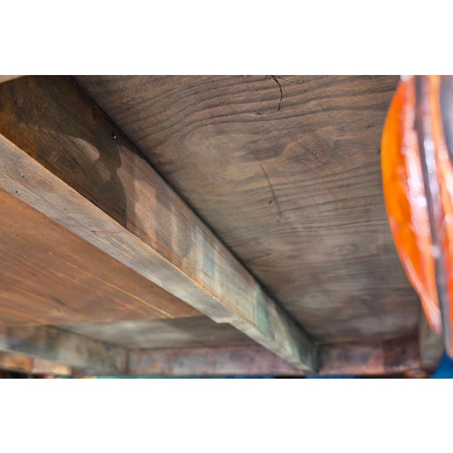 Georgian Style Parquetry Top Coffee Table With Scalloped Edge and X-Form Stretcher, Early 21st Century For Sale - Image 12 of 13
