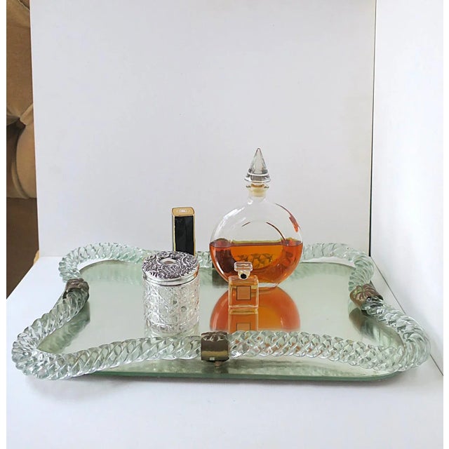 Venini Italian Murano Art Glass Vanity Mirror Tray Venini Attrib. For Sale - Image 4 of 13