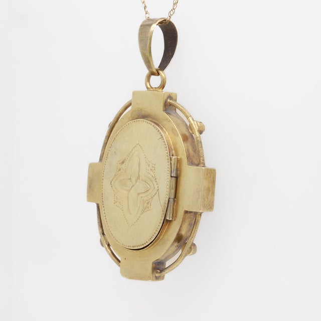 Antique Victorian 14k Gold and Seed Pearl Pendant Locket for a Necklace For Sale - Image 9 of 16