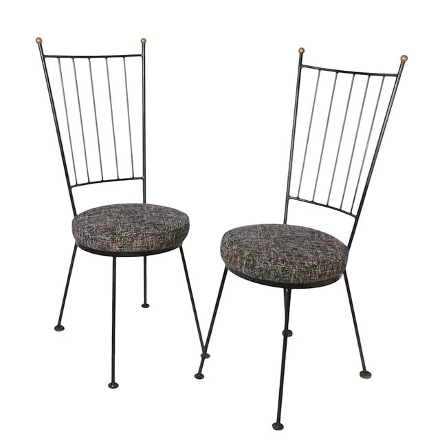 Pr. Mid Century Wrought Iron Side Chairs After Mathieu Mategot C. 1950's For Sale In New York - Image 6 of 16