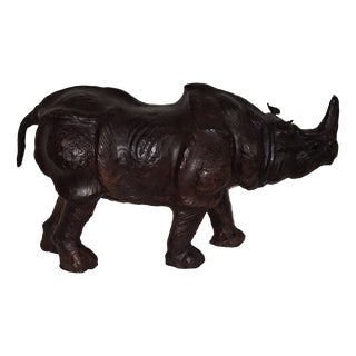 Vintage Stool in the Shape of a Rhinoceros in Cowhide Leather, 1970s For Sale