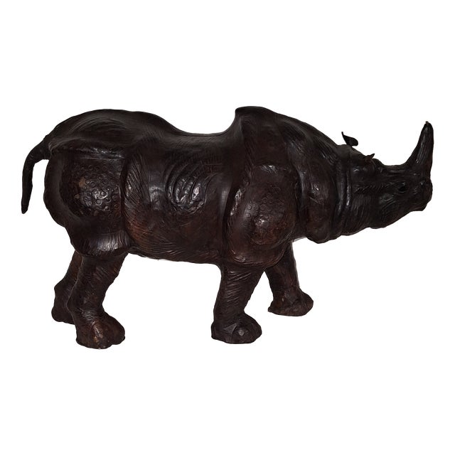 Vintage Stool in the Shape of a Rhinoceros in Cowhide Leather, 1970s For Sale