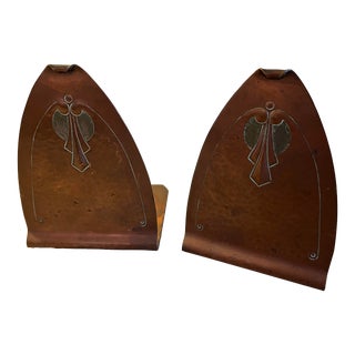 Roycroft Hammered Copper Bookends - Marked- Set of 2 For Sale