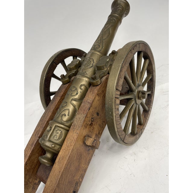 Vintage Cannon in Bronze and Wood, 1950s For Sale - Image 4 of 14