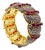 Bochic "Capri" Vintage Natural Ruby & White Topaz Bangle Set In 18K Gold & Silver For Sale