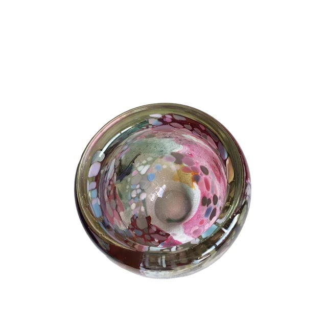 Signed Vintage 1988 John Gerletti Colorful Hand Blown Abstract Art Glass Vase For Sale In Los Angeles - Image 6 of 10