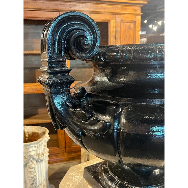 Superb Pair of Large Antique French Cast Iron Garden Vases by Durenne Circa 1870 For Sale - Image 17 of 18