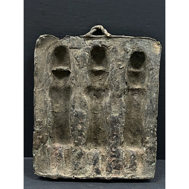 Metal Vintage African Tribal Art Benin Bronze Plaque For Sale - Image 7 of 10