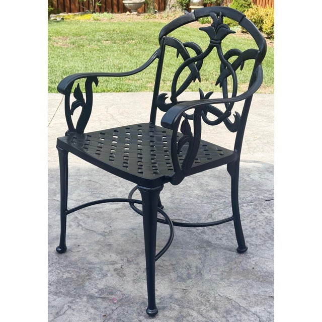 Vintage Black Hummingbird Motif Outdoor Dining Set, Set of 5 For Sale - Image 11 of 15