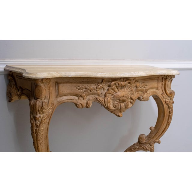 French French Marble Top Carved Base Console Hall Table For Sale - Image 3 of 11