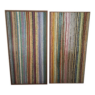 Pair of Unique, Original Rag Rug Paintings on Wood by Artist Julian Helms of Selma, Alabama For Sale