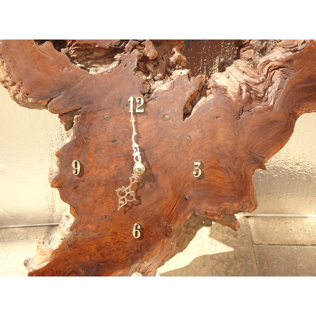 Vintage Live Edge Burl Redwood Wall Clock For Sale In Los Angeles - Image 6 of 15