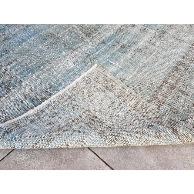 Light Blue Turkish Area Carpet For Sale - Image 6 of 10