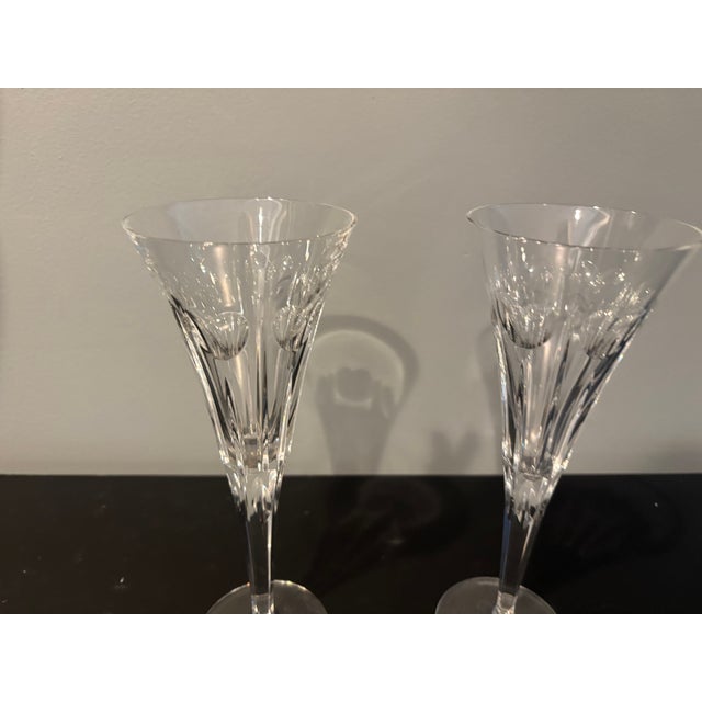 Glass Vintage Waterford Crystal Millennium Heart Love Collection Champagne Toasting Flutes 9 1/4" Tall; Wedding Champagne Toast - a Pair For Sale - Image 7 of 9